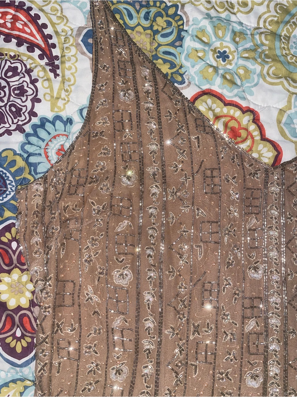 Vintage Morgan-Qual Silk Beaded Cami Top Xl